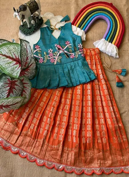 Ajd 8106 Gold Crush Embroidery Work Top With Skrit Wholesale Suppliers In Mumbai